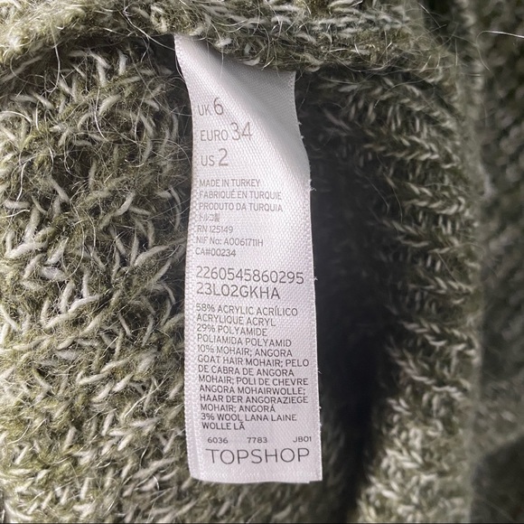 TOPSHOP women’s green Angora mohair Blend cozy Pullover Sweater size 2 - Picture 4 of 4